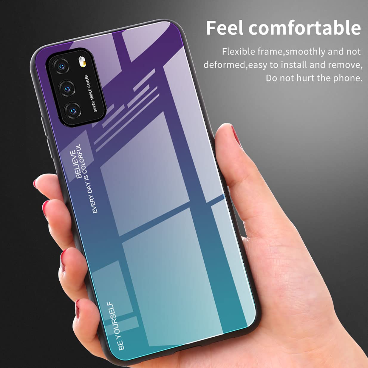UPLAI Handyhülle Für Xiaomi Redmi Note 12 Pro 4G – Slim Case Mit Gehärtetem Glasrücken & TPU-Rahmen, Lila-grün Farbverlauf
