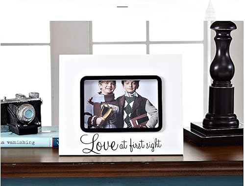 Miniatura 7 de Marco de fotos decorativo de madera para habitación de bebé, 6 pulgadas, marco de fotos para bebés/bebé (amor negro a primera vista)