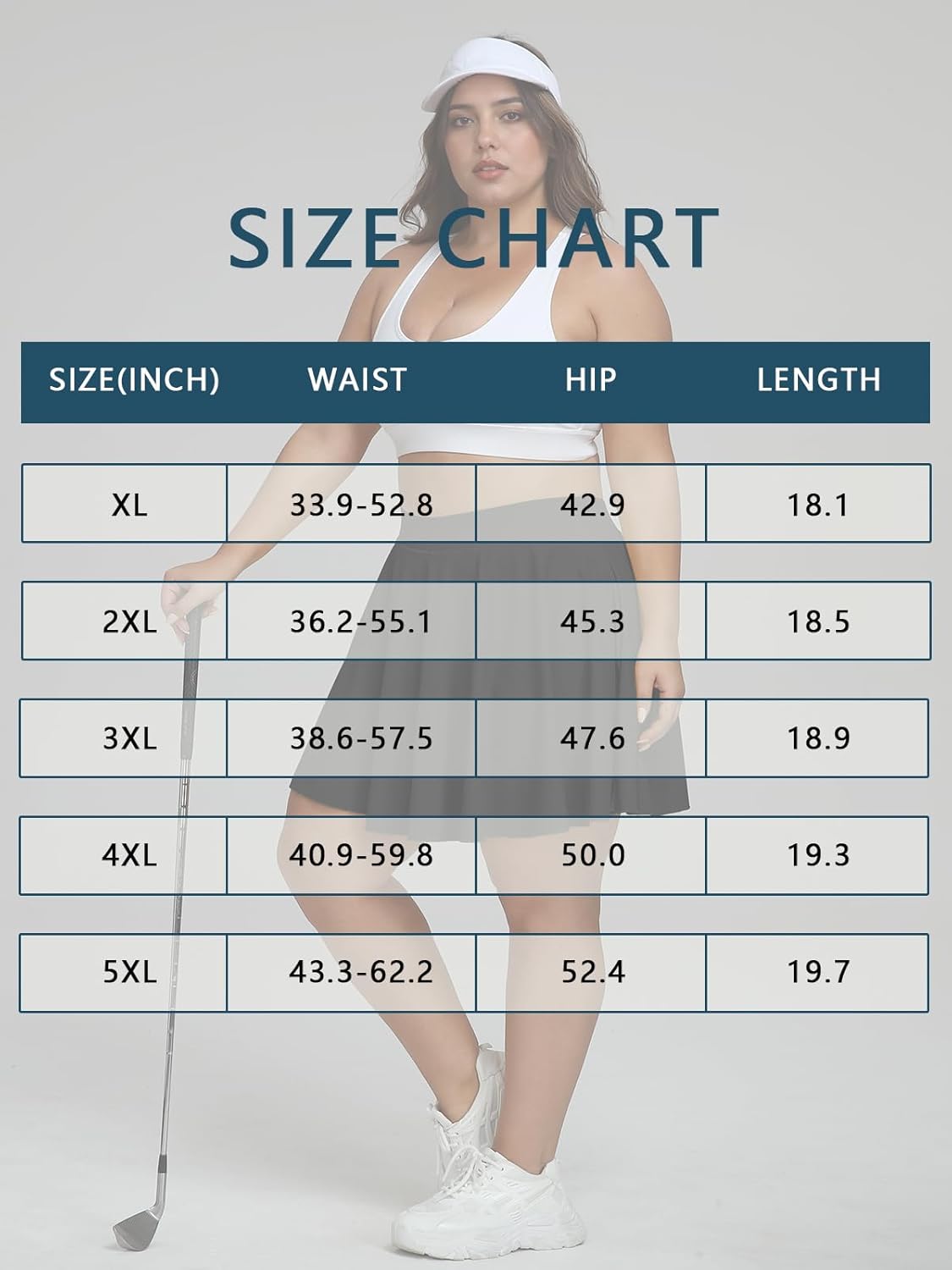 Women's Plus Size Tennis Skirt High Waisted Knee Length Skorts 4 Pockets Golf Skirts with Shorts