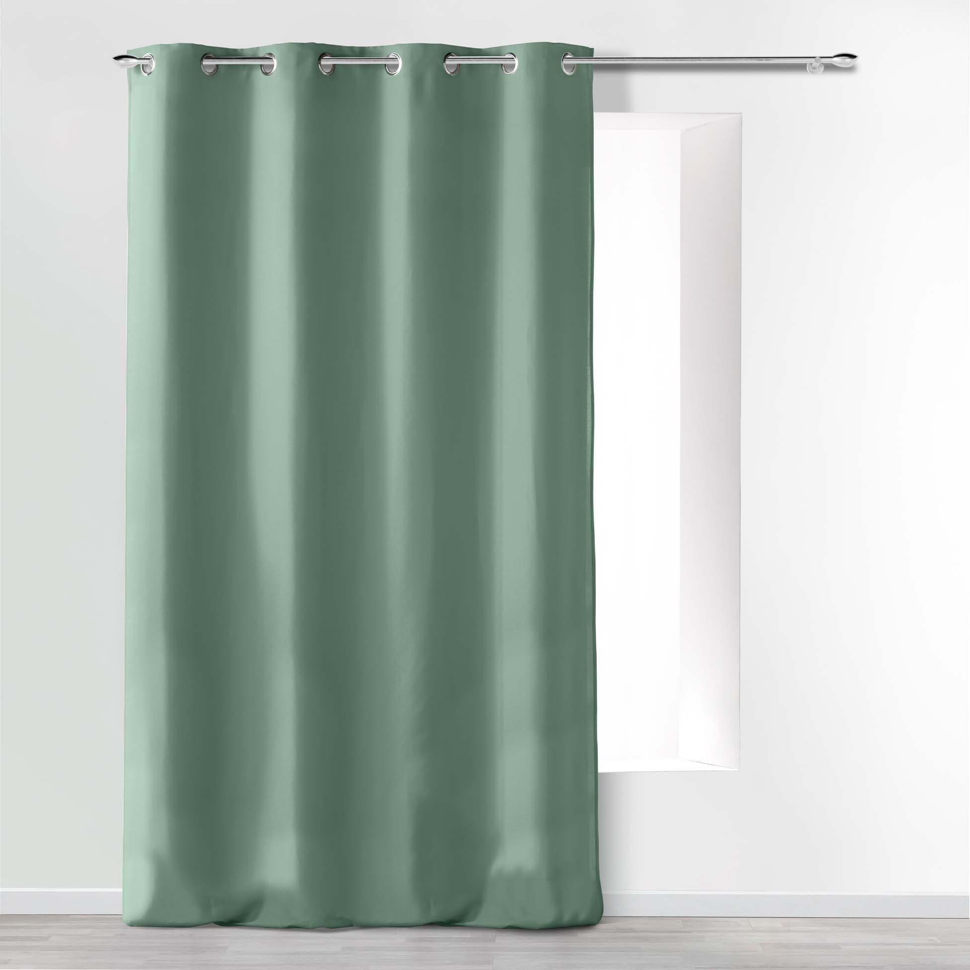 Douceur D'intérieur Green (Sage) 140 X 260 Cm Sage Microfibre Plain Eyelet Curtains
