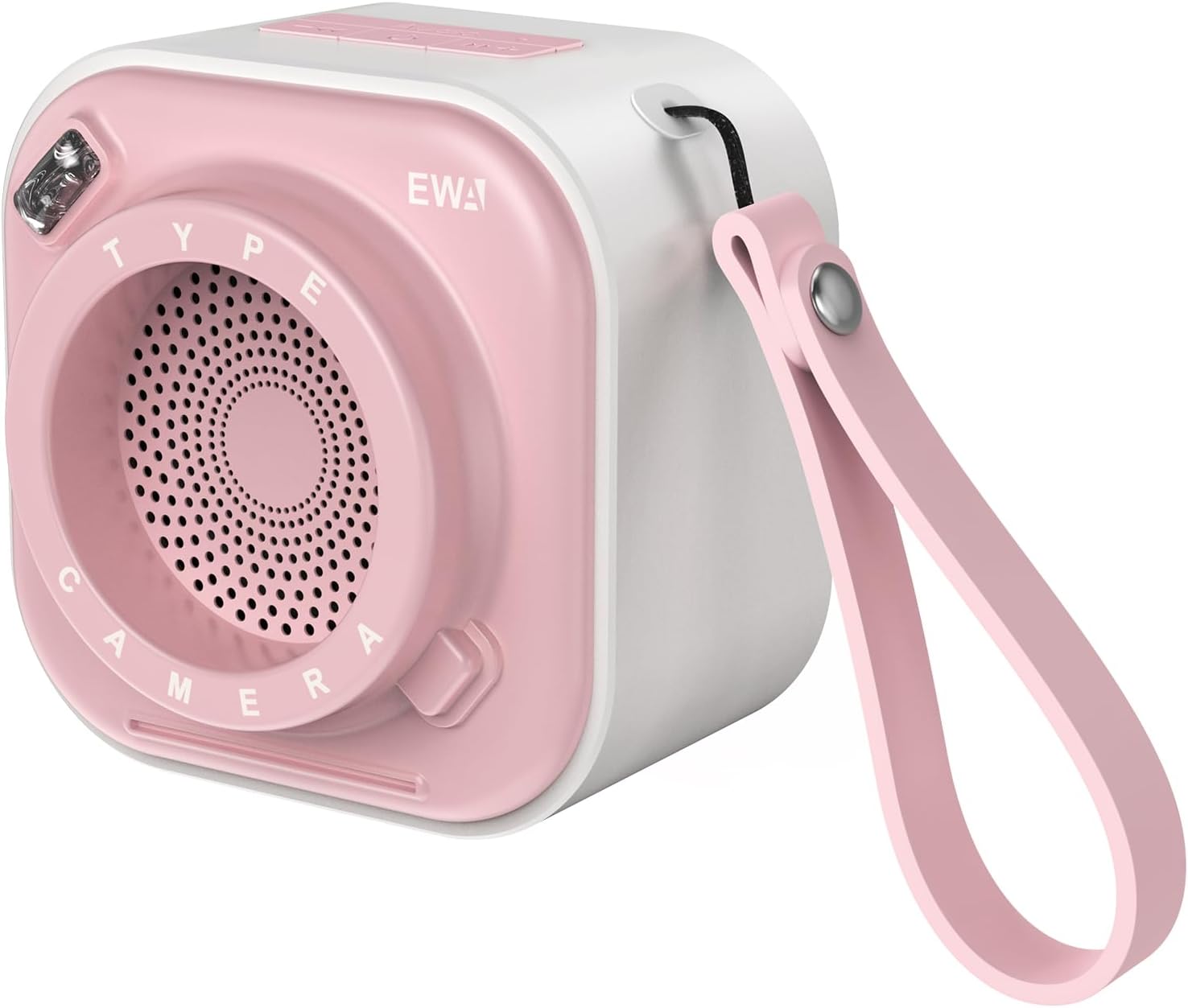 EWAA110 Small Bluetooth Speaker with Loud Stereo Sound, Portable Wireless Speaker with Flashlight, 12 Hour Playtime, Support TF Card, Mini Speaker for Travel, Home, Outdoor Party WhitePink