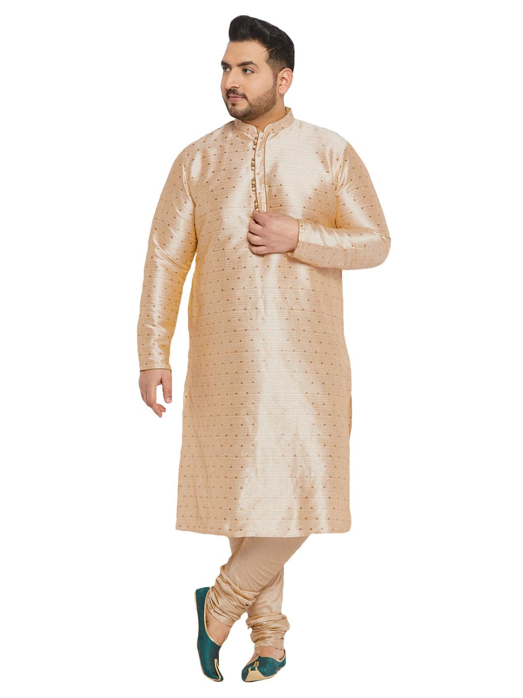 vastramay plus Men's Silk Blend Kurta Pyjama Set-picture-30
