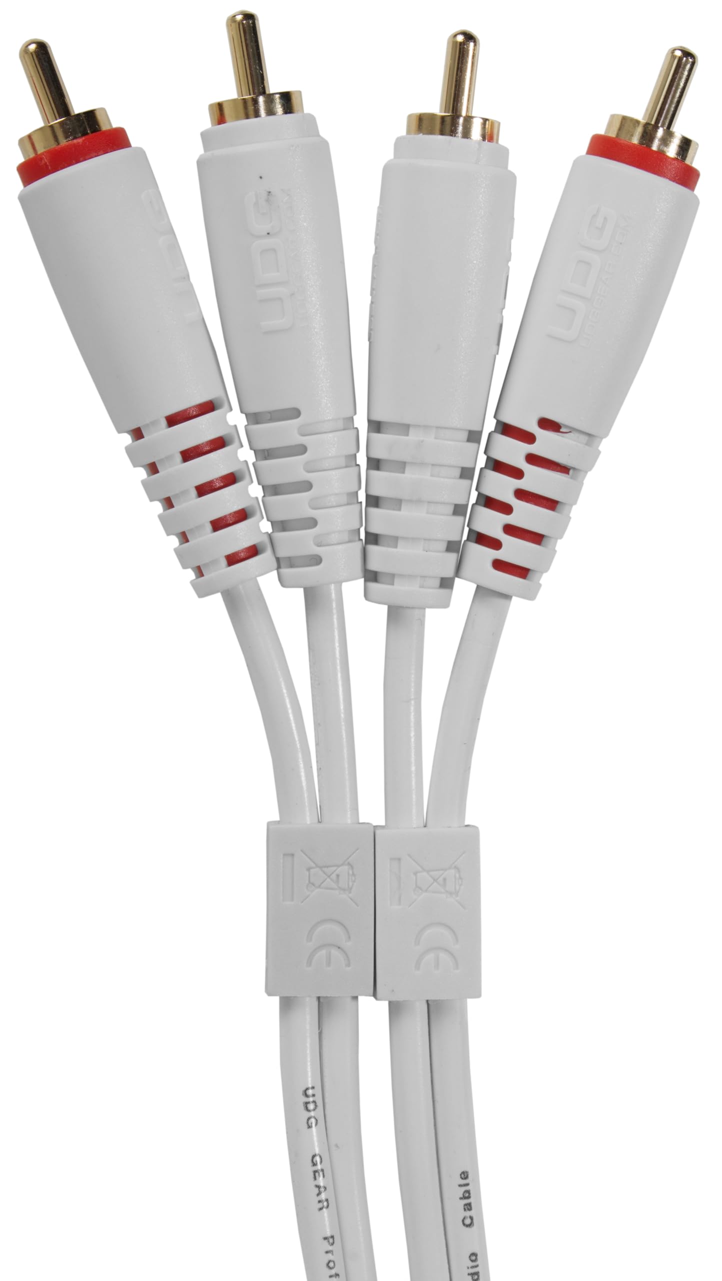 UDG Juego de cables de audio RCA - RCA blanco recto 1,5 m, compatible con todos los dispositivos de conector a conector