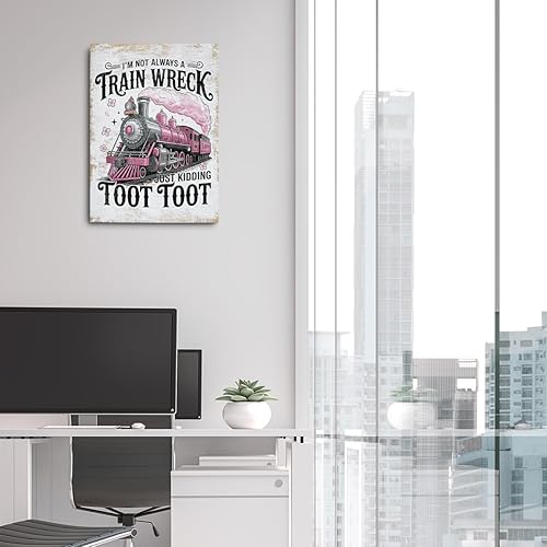 Miniatura 6 de Funny Train Decor Canvas Wall Art Wall Decor, Retro Sarcastic Mental Health Humor Sign Framed Prints Poster Artwork for Office Home Bedroom Nursery