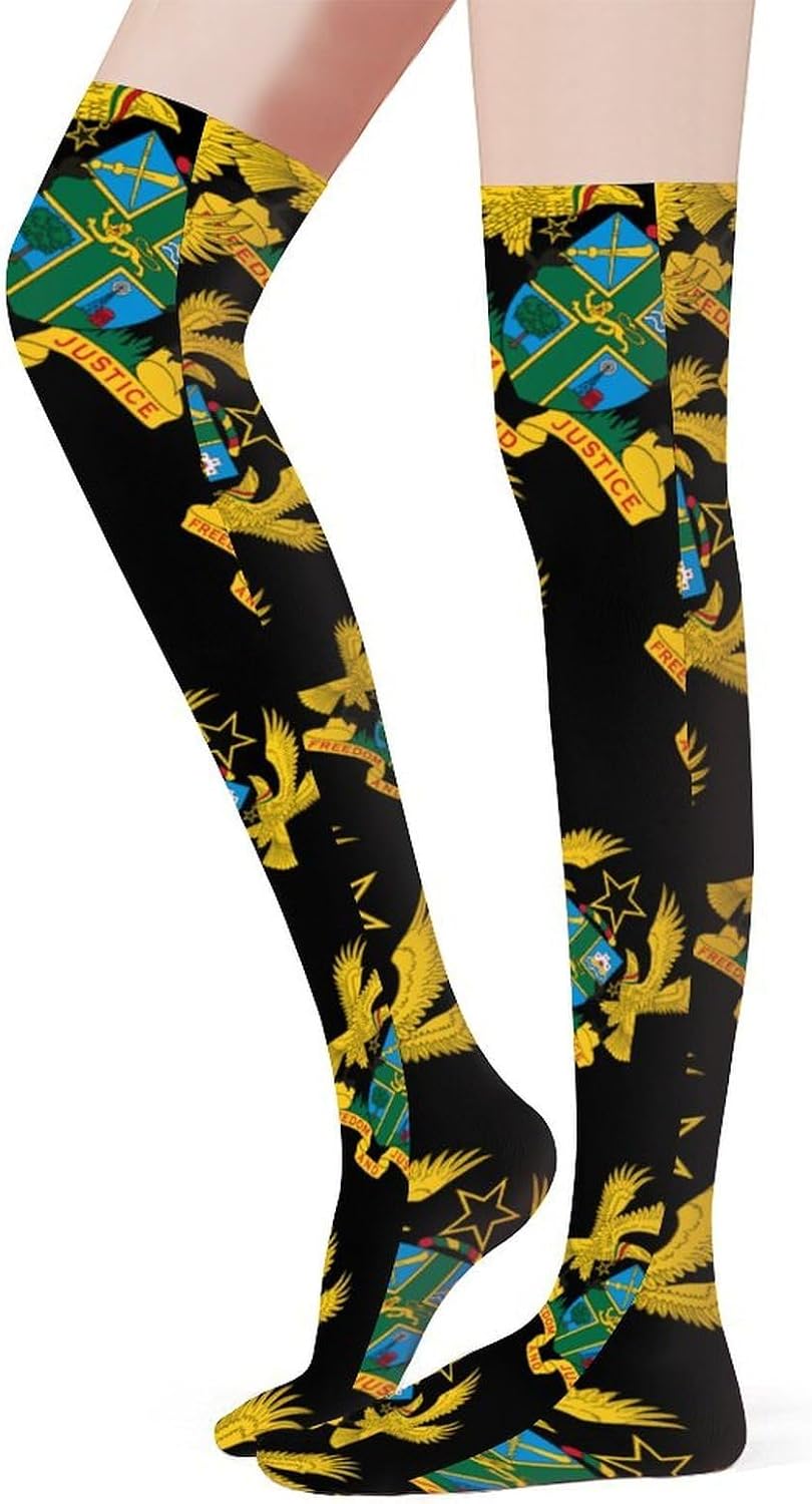 Ghana National Emblem Women Knee High Socks Novelty Thin Thigh Long Stockings Tube Sock Dress Casual