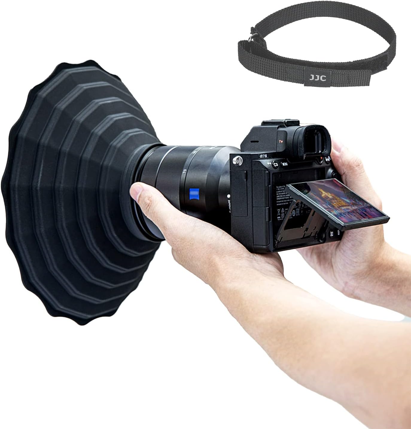Silicone Lens Hood, Anti-Reflective Camera Lens Hood, Foldable Reversible Lens Shade for Canon EF 17-40 18-200 EF-S 10-22 Nikon AF-S 10-24 16-35 17-55 Sony and More Lens Body Diameter Between 73-88mm