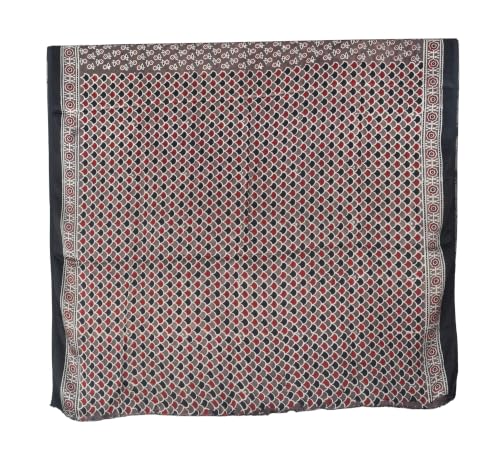 Image of Ethnics of Kutch Womenss Ajrakh Modal Silk Natural Dye Hand Block Print Saree with Blouse Piece - 5.5 Mtr Length