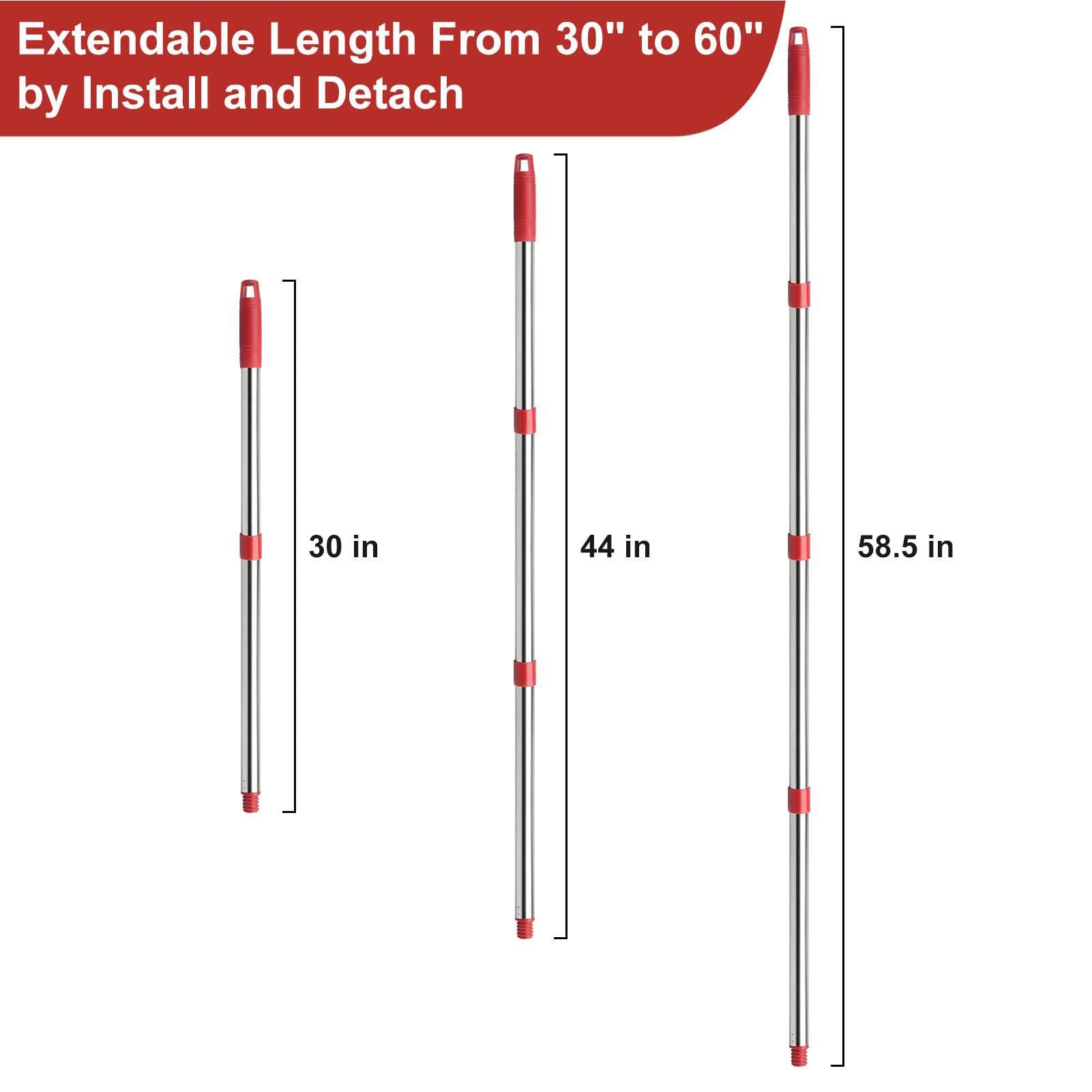 Manico di ricambio Mop, Triangolo Mop Stick Sostituzione, Manico esteso a 4 sezioni ad assemblaggio rapido per ricariche per mop per teste di scopa
