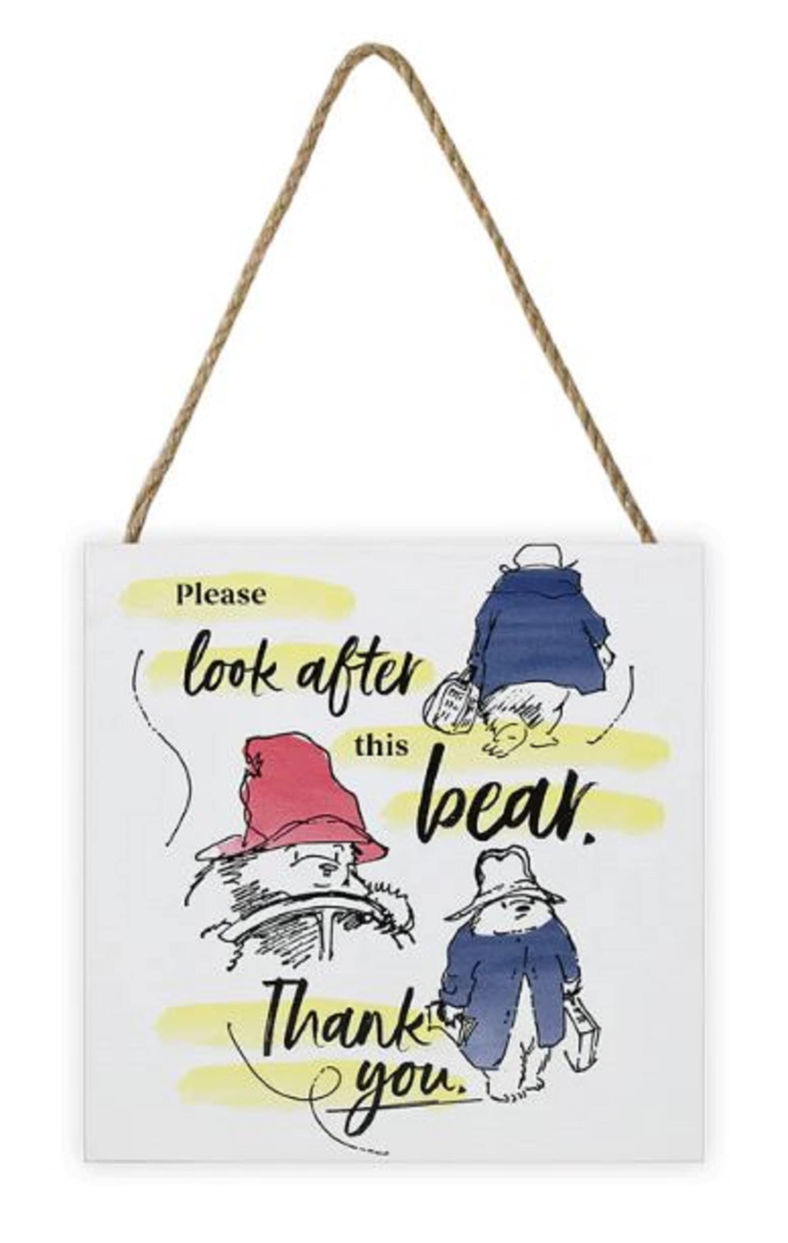 Paddington Bear Look After This Bear Wooden Plaque