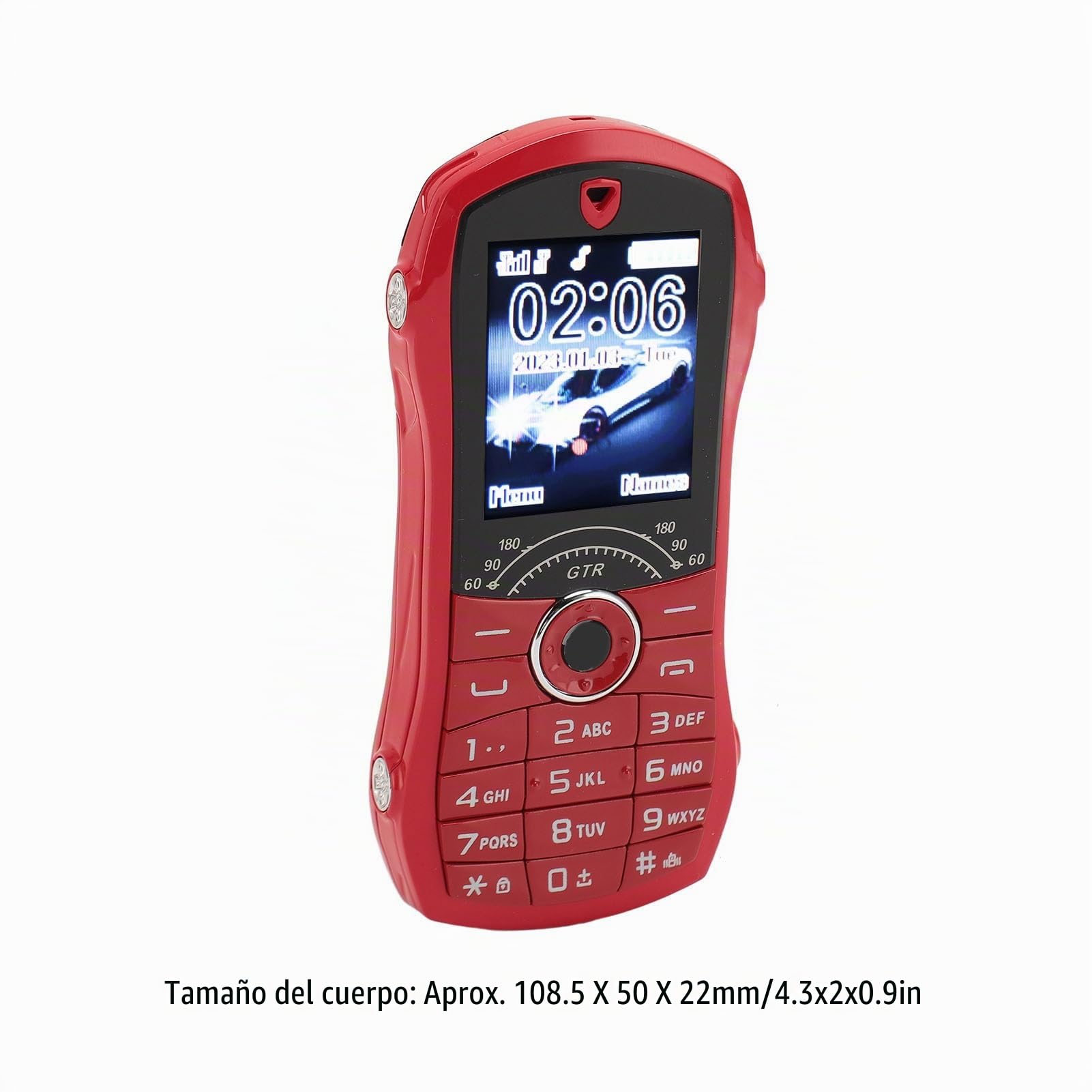 Sxhlseller Teléfono Móvil Pequeño Portátil para Personas Mayores y Niños, Teléfono Móvil para Personas Mayores con Forma de Coche de 1,8 Pulgadas con Botones Grandes, Batería de 2400 MAh