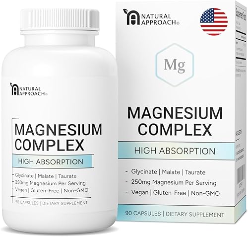 Complejo de Magnesio de Alta Absorción con Glicinato, Malato y Taurato - Suplemento Premium de Magnesio para el Sueño, Relajación, Calambres en las