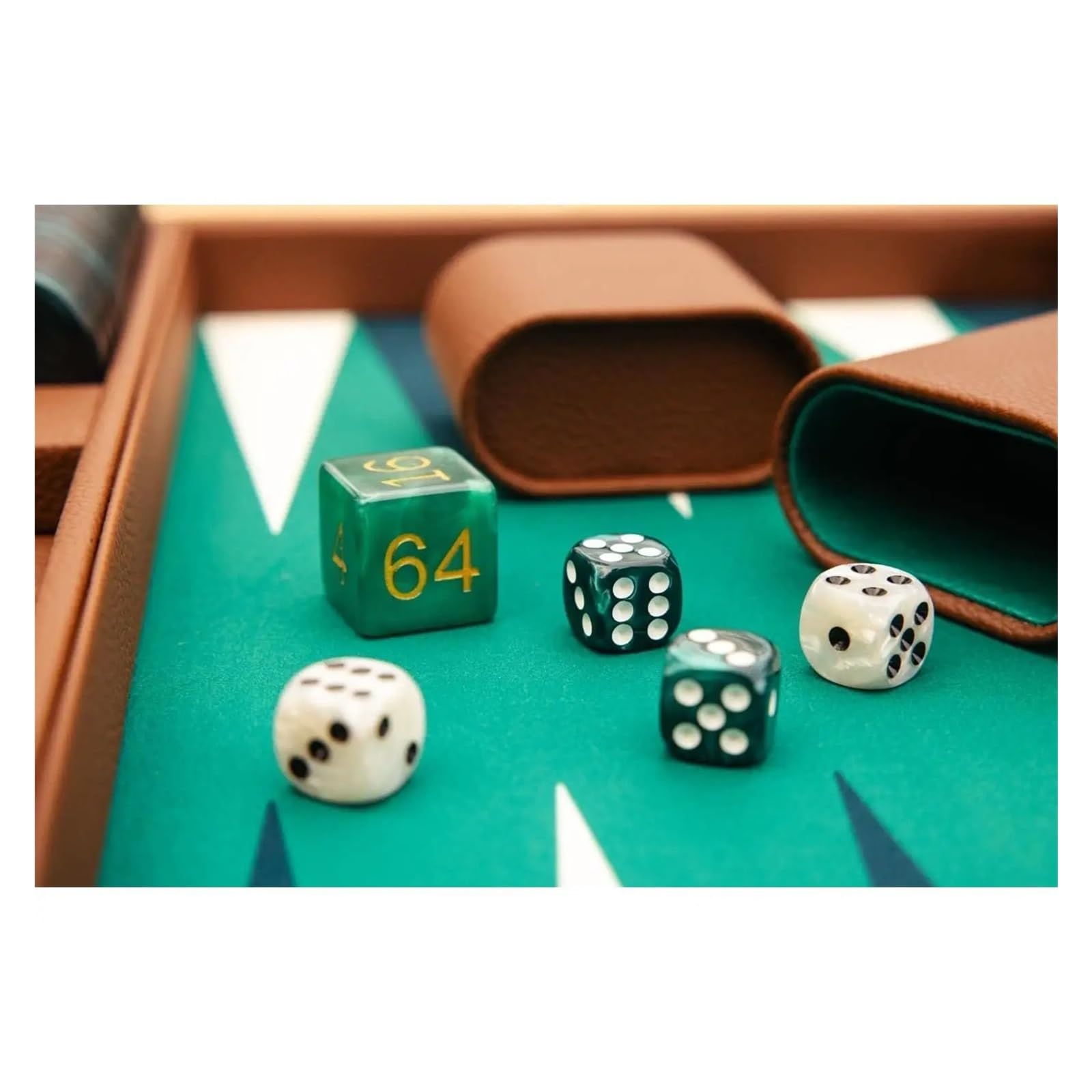 Wysokiej jakości skórzany zestaw backgammon - 19-calowy podróżny zestaw z kostkami i pionkami