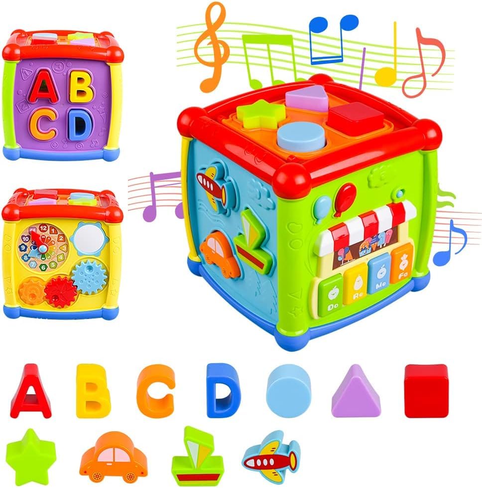 STOFFIER GARTEN 6 in 1 Musical Activity Cube Toy for Kids 1 2 3 Year Old - Learning Educational Shape Sorting Piano Keyboard Light Up Music Toys for 1 Year Old - Birthday Gifts for Boys Girls (B0CNNGL6FQ) Amazon Price History, Amazon Price Tracker