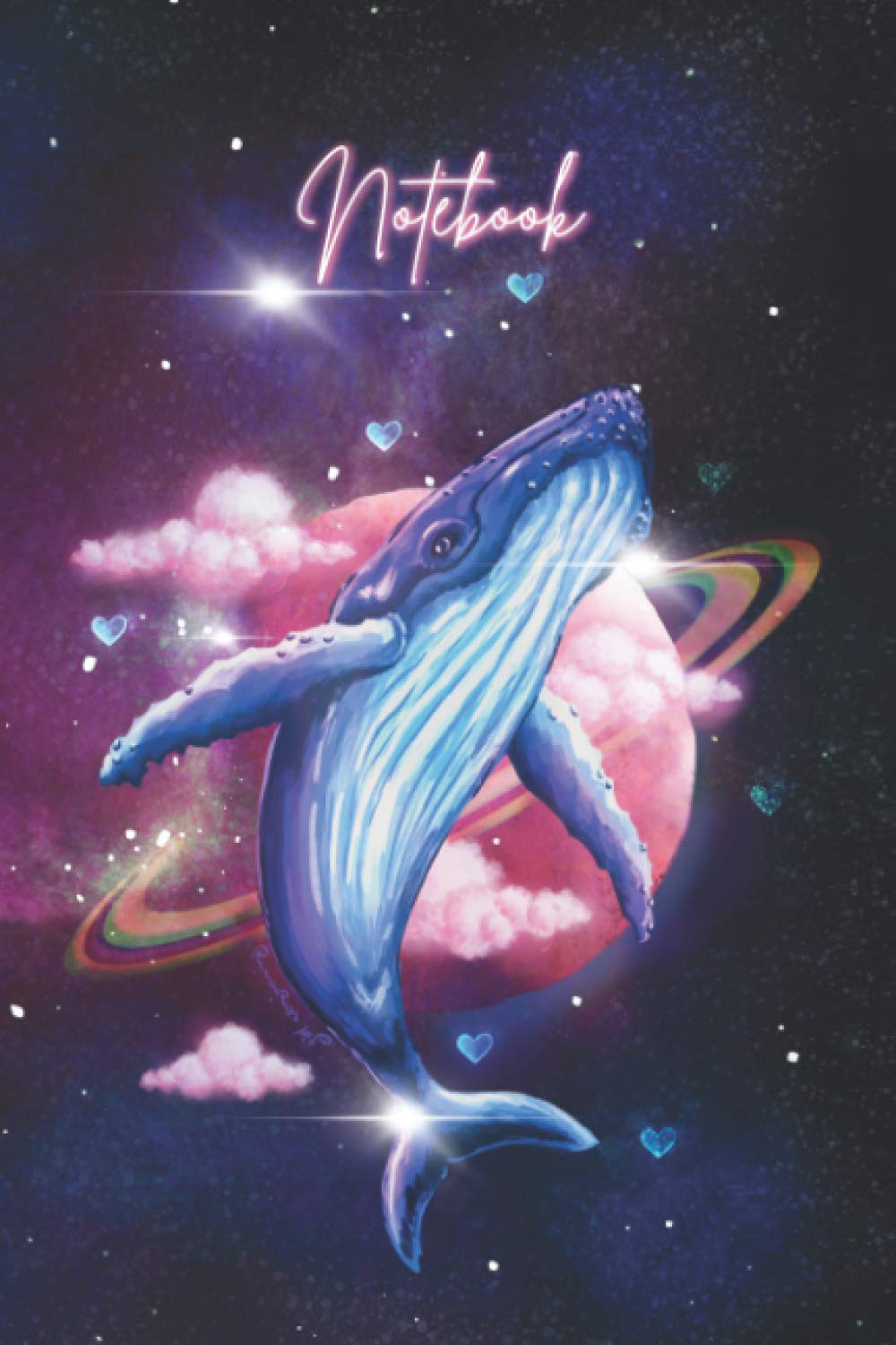 Notebook: (6x9 inches) Ruled Notebook For Whale Lovers - Beautiful Purple Humpback Whale With Galaxy Planet and Stars (120 pages) (Softcover)