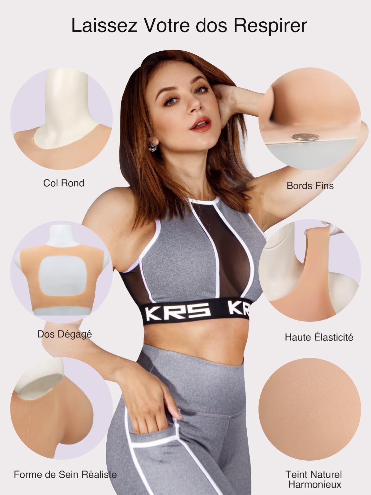 Faux Sein Silicone Travesti, Dos Dégagé Respire Fausse Poitrine en Silicone Bonnet B à G réaliste pour Cosplay Crossdresser Mastectomie
