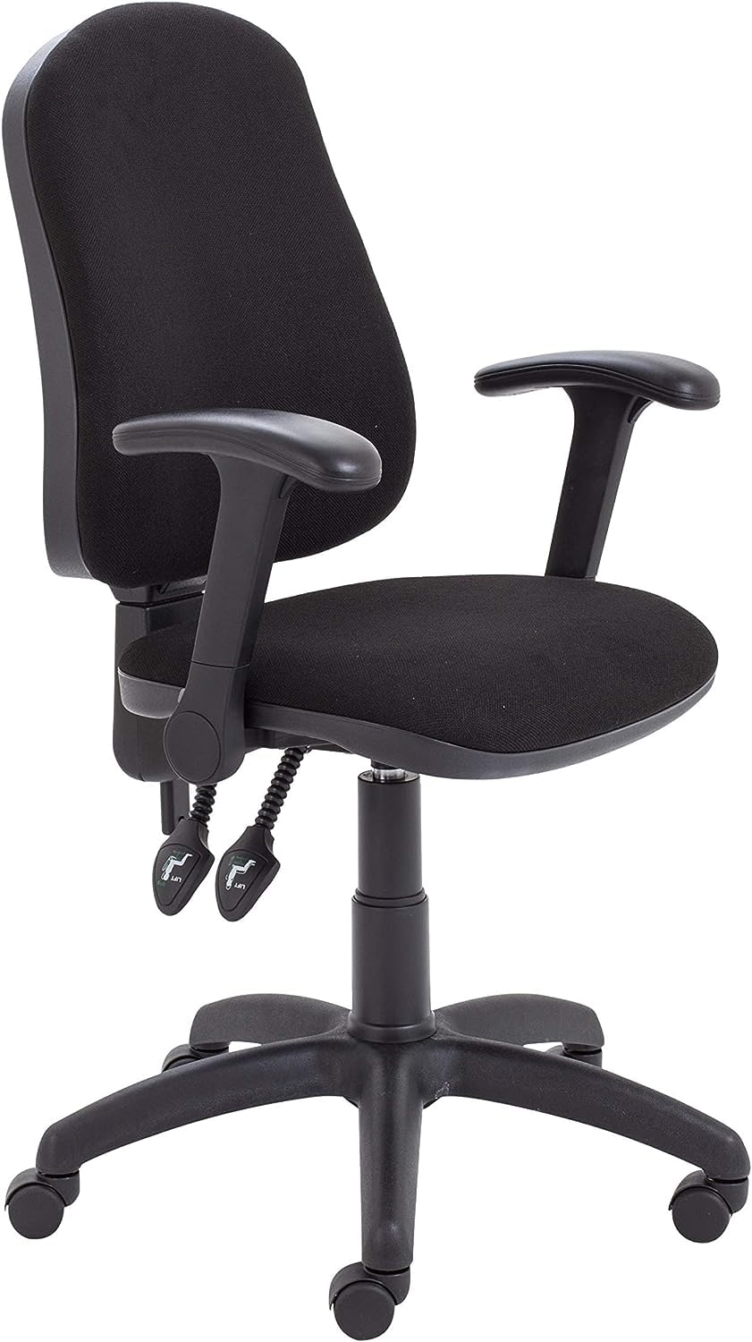 LAB SPACE Chilli Mist Office Chair, Arms Available, Computer Desk Chair, Swivel Chair with Adjustable Backrest, Home Office Chair with Wheels, Max 115kg, 2 Yr Wty (Black, Folding Arms)