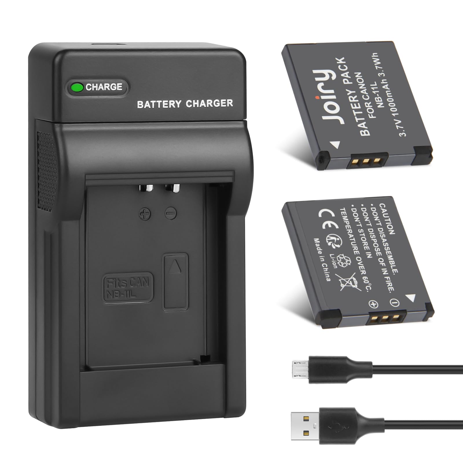 Joiry 2X NB-11L Batterie et Chargeur Compatible avec Canon PowerShot A2300 A2400 A2500 A2600 A3400 A3500 A4000, ELPH 110 115 130 320 340 HS, IXUS 265 132D 140 155 150 145