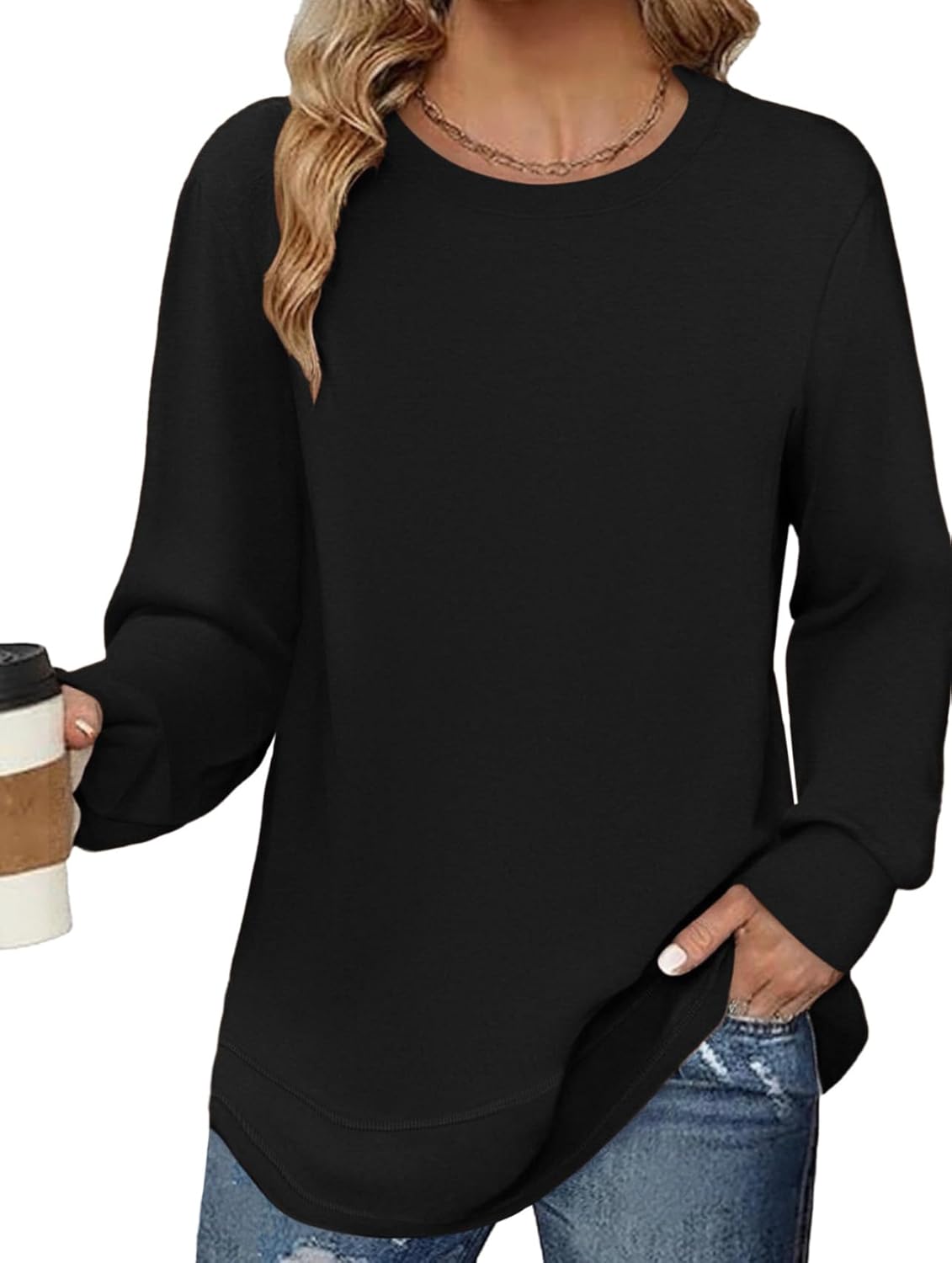 Womens Sweatshirts Crew Neck Casual Shirts Loose Fit Fall Winter Long Sleeve Tunic Tops Pullover