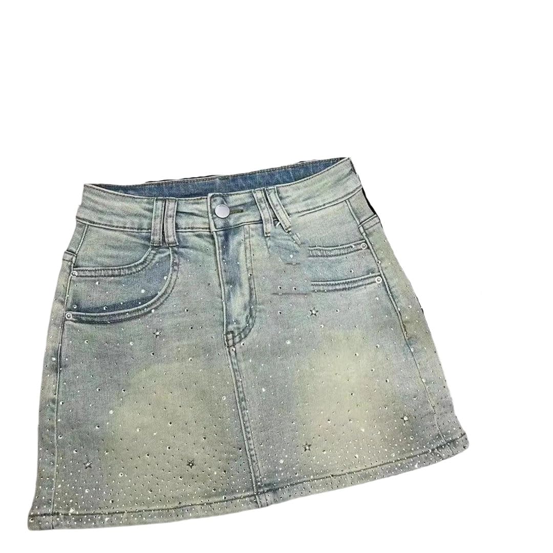 Women Summer Retro Slimming A-Line Sheath Denim Skirt