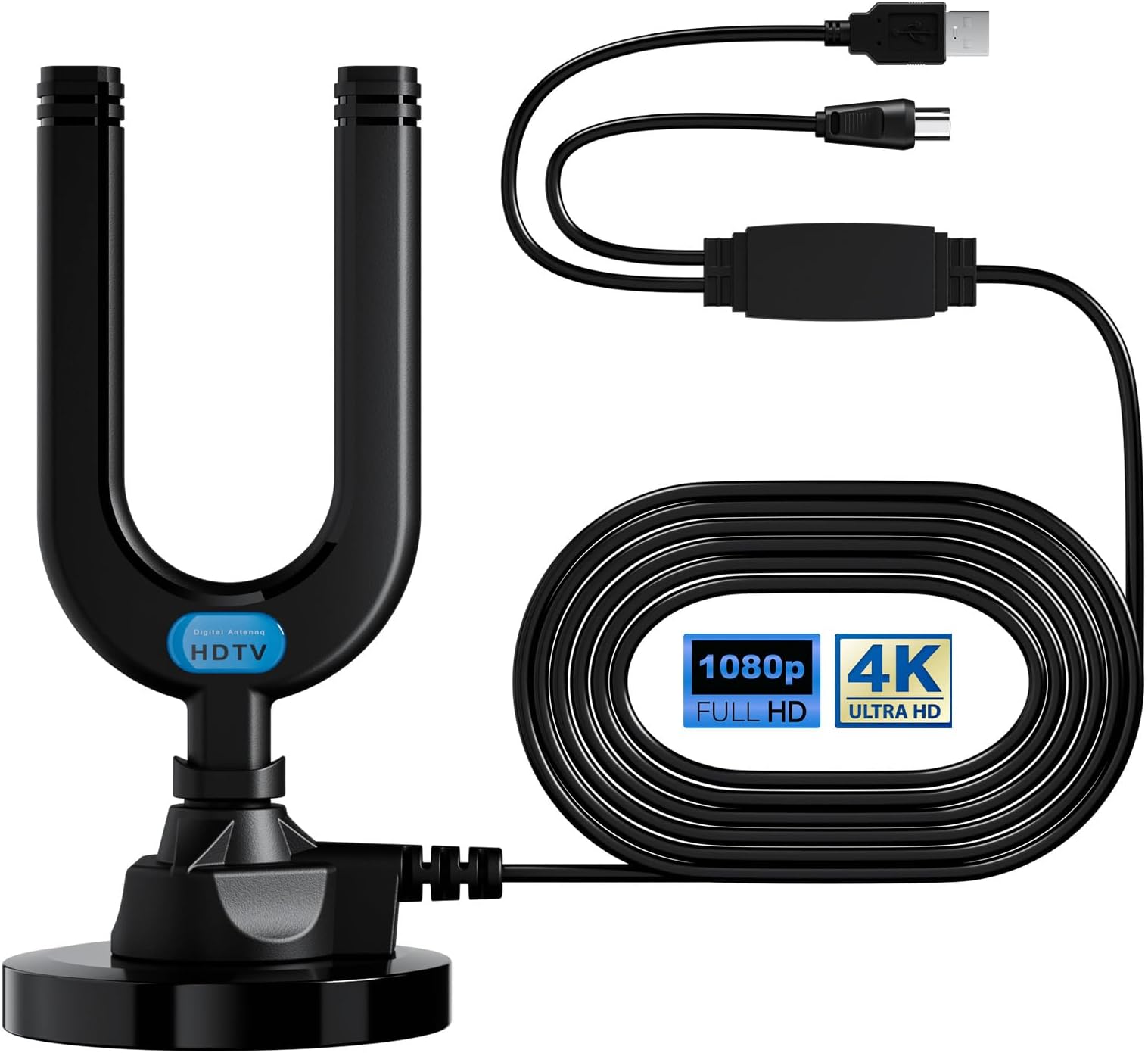 Diswoe TV Aerial, Indoor TV Aerial for Smart TV with Signal Booster High Gain Freeview Outdoor Antenna for 4K 1080P HDTV & VHF UHF DAB Radio with 26Ft Coax Cable