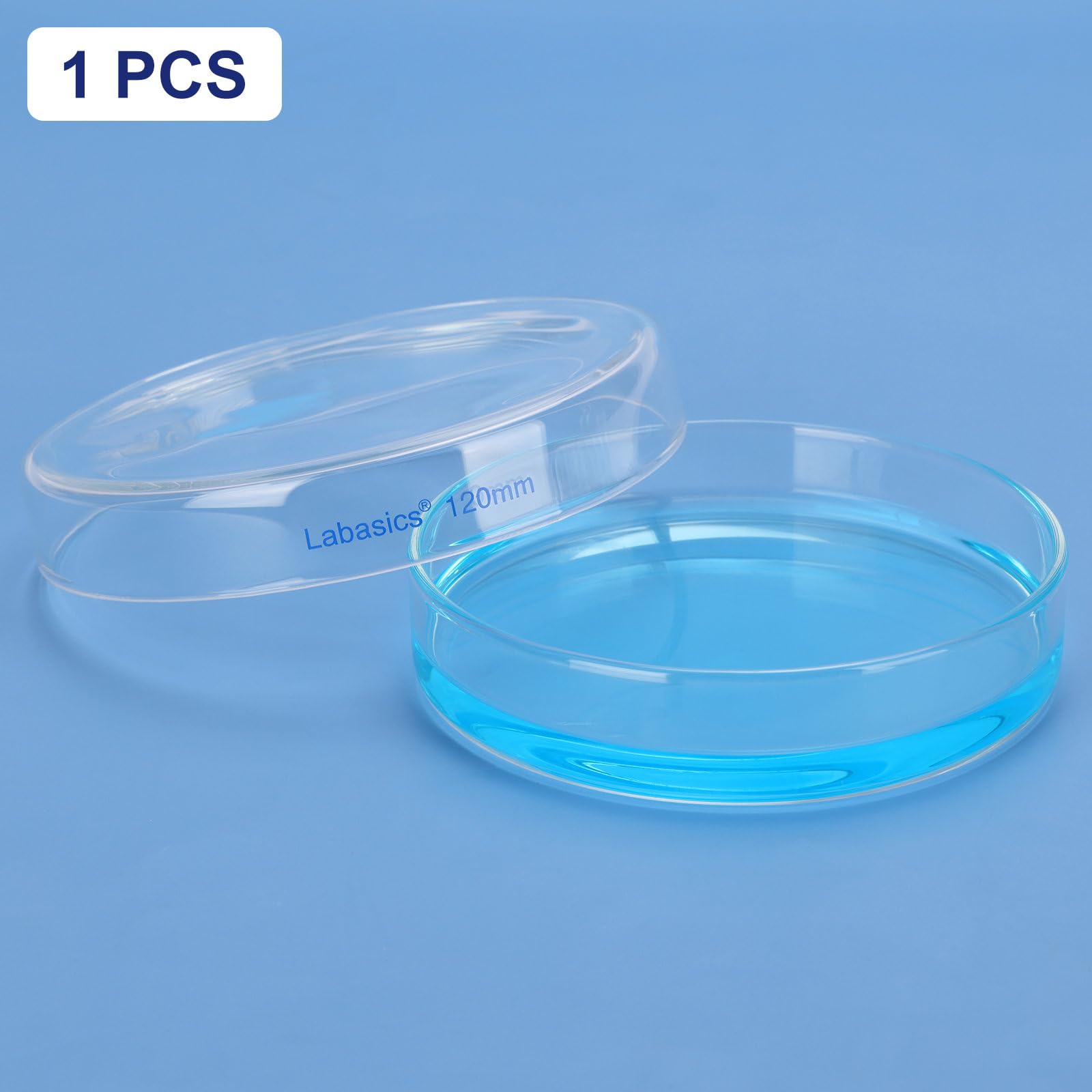 Labasics Piastra Petri con Coperchio, Vetro Borosilicato, Alta Trasparenza per Uso di Laboratorio, Ideale per Esperimenti Scientifici, Diametro 120 mm, 1 Pezzo