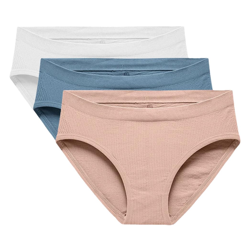 3 mutandine da donna a vita media mutandine in cotone morbide senza cuciture slip