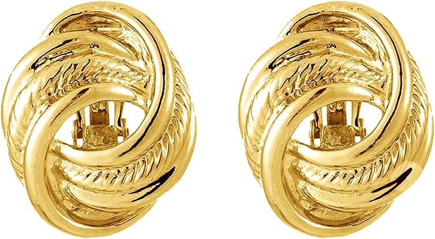 Gold Silver Love Knot Clip On Earrings for Women, Fashion Clip On Earring No Pierced Earring