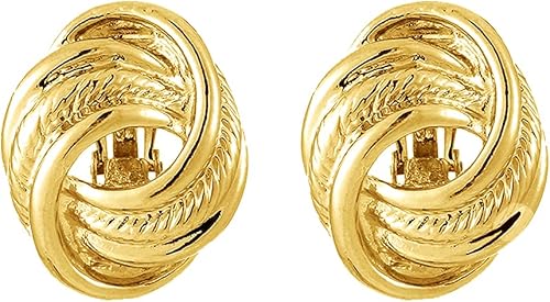 Gold Silver Love Knot Clip On Earrings for Women, Fashion Clip On Earring No Pierced Earring