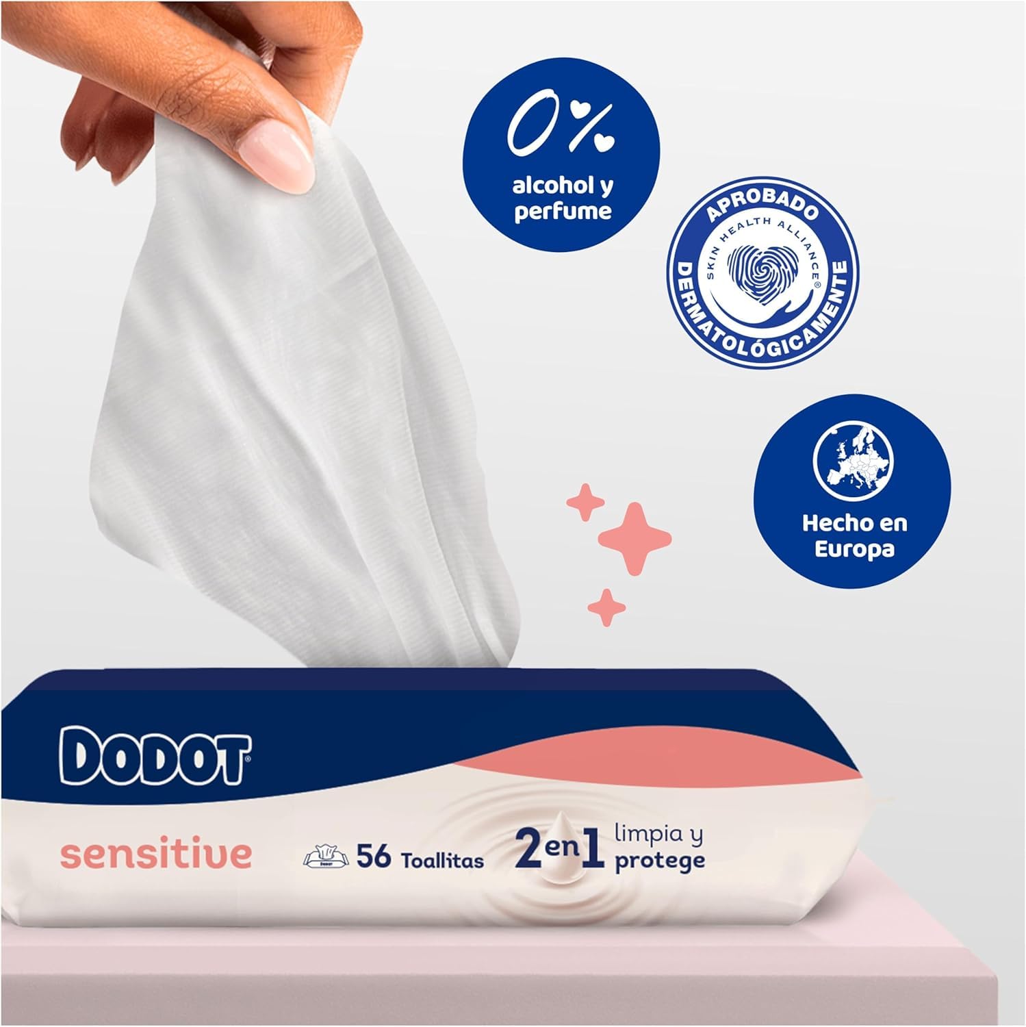 Dodot Sensitive Toallitas para Bebé 24 Paquetes x 56 Toallitas, 1344 Toallitas en Total, Formato Ahorro con Tapa Blanda