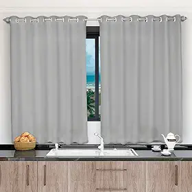 Confecções Elba, Cortina De Cozinha 3,00x1,20 Falso Blackout Corta Luz Cor:Cinza