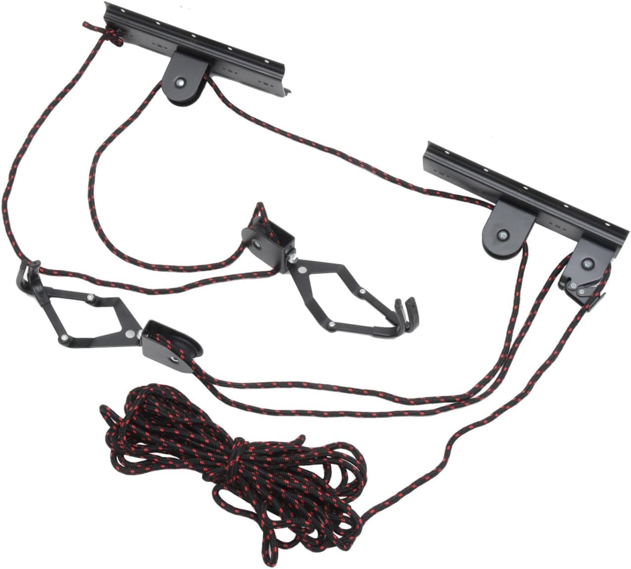 Heavy Duty Bike Hoist Ceiling Mount Rack with Pulley System, Wall Bike Storage Hook for Indoor Garage Bicycle Hanging and Space Saving Random Color