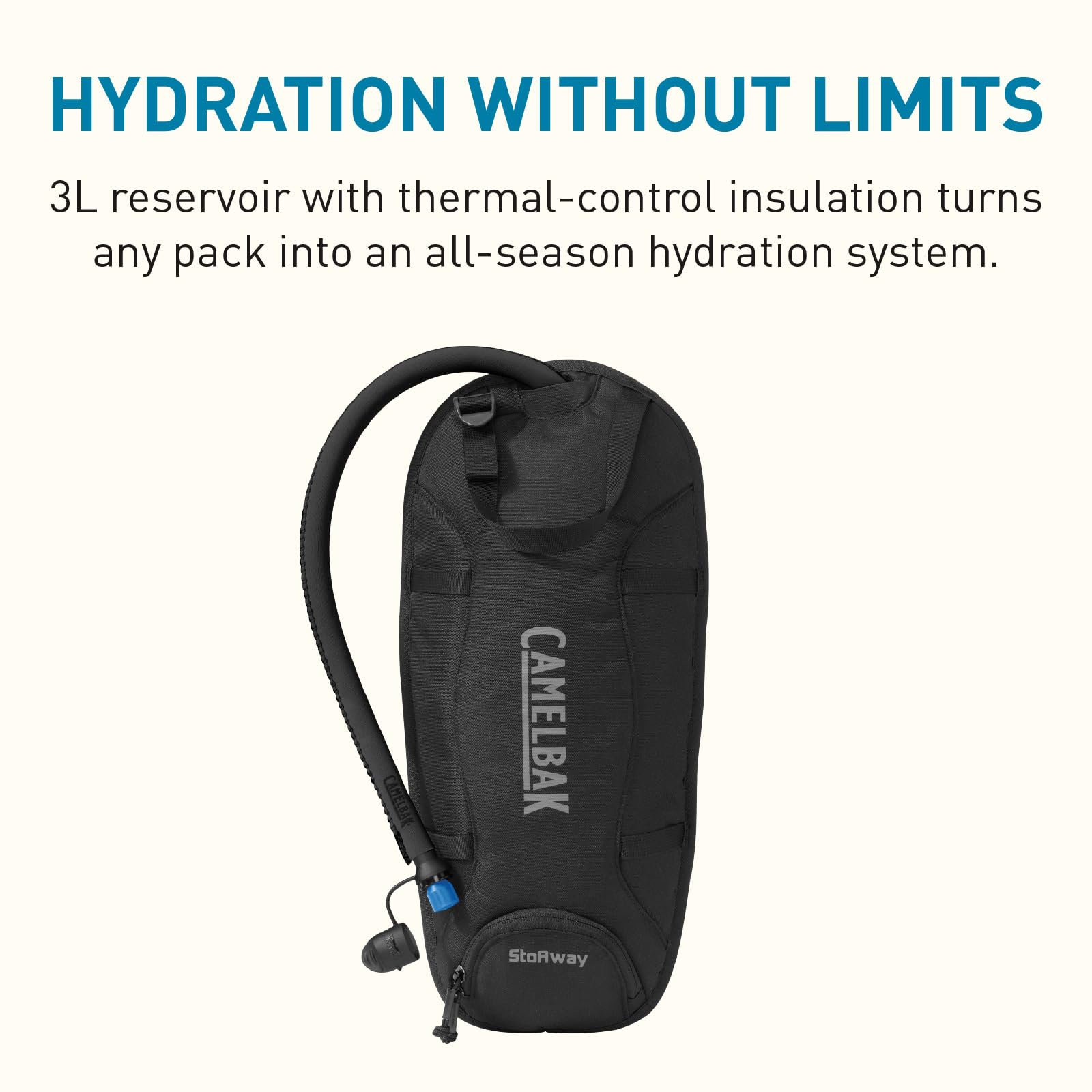 CamelBak Stoaway Hydration Bladder Reservoir- Add-on for Hiking, Snow, Run Pack- Insulated Tube