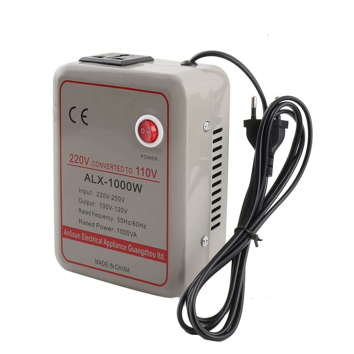 Trasformatore Step-down 1000VA 220V-250V a 100V-120V, Convertitore di Tensione Compatto con Protezioni Multiple per Viaggio e Dispositivi Elettronici