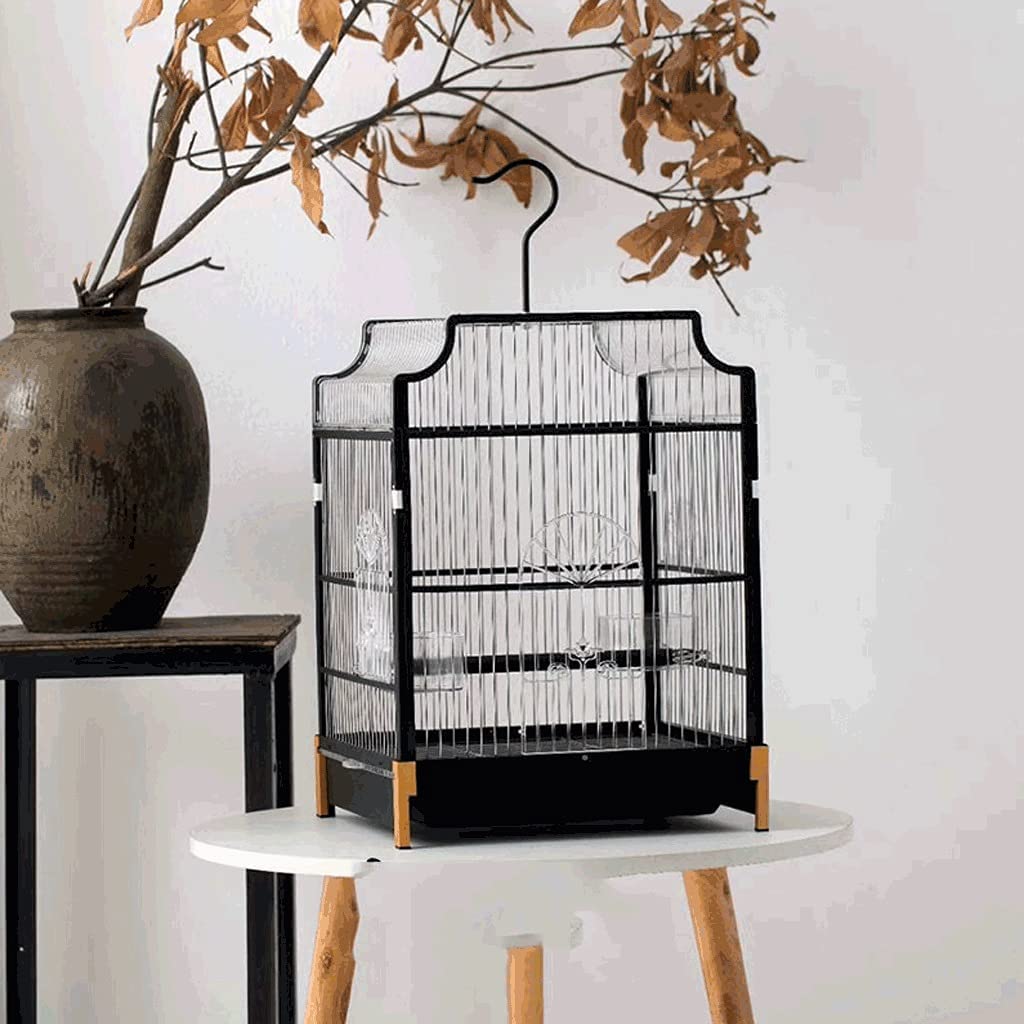 gabbia per uccelli, gabbie for uccelli Prodotti for animali domestici Gabbie for Gabbia for in ferro battuto con maniglia for vassoio estraibile Semplici trasportini for for gabbia for la casa(White)