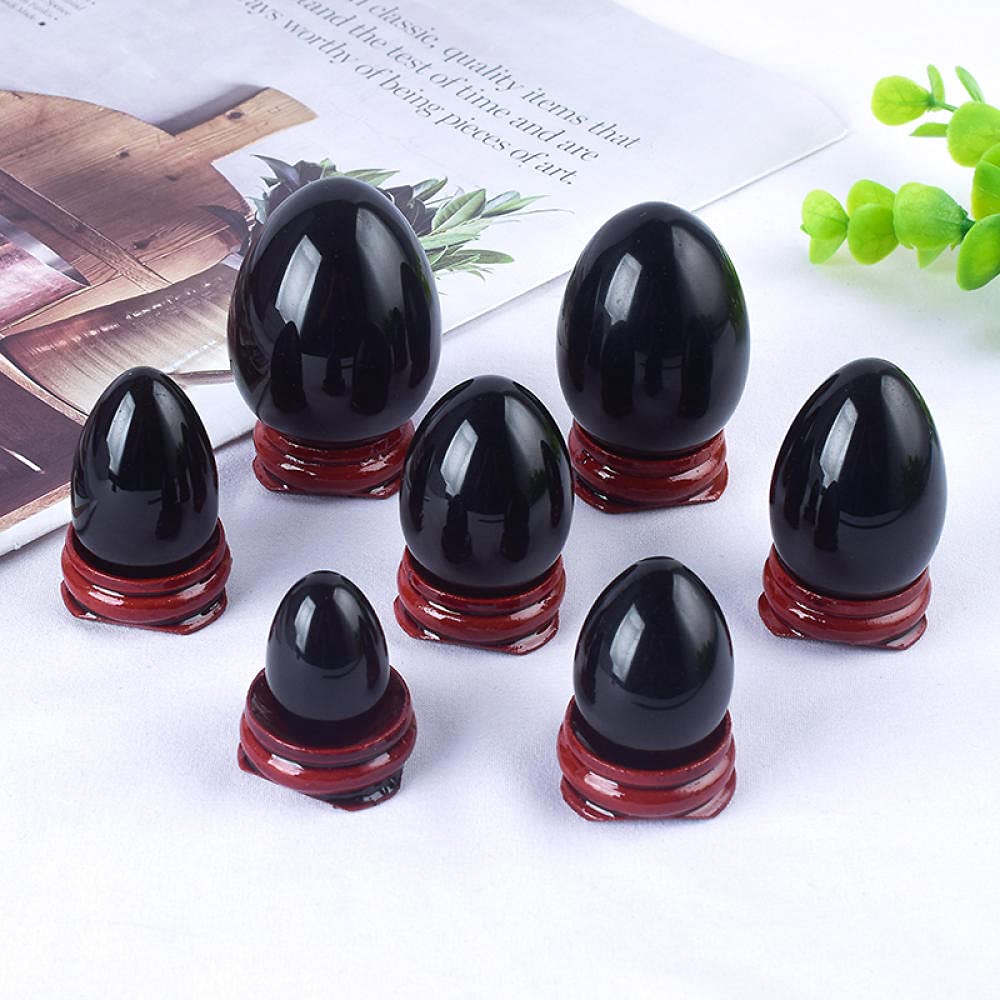 2 pezzi/set Yoni Egg di ossidiana nera naturale forata per esercizi di Kegel Kegel-45x30MM