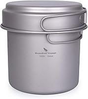 Vista 8 de Juego de sartenes de titanio con mango plegable para acampar al aire libre, sopa, tazón, sartén, kit de utensilios de cocina de picnic