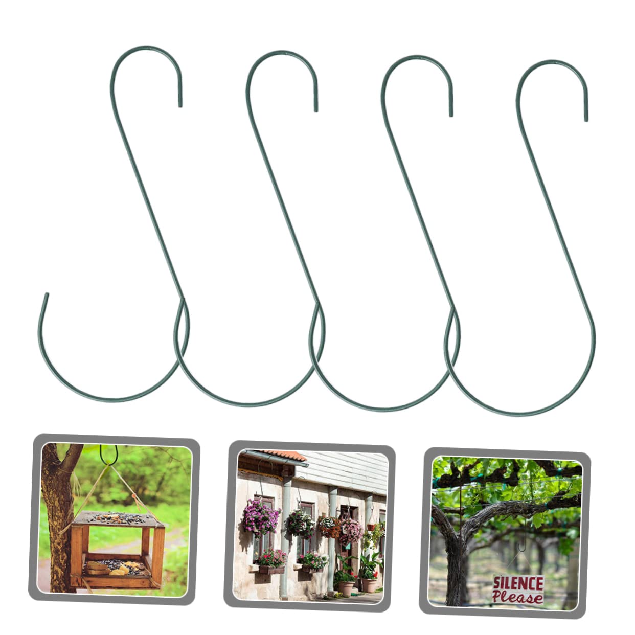 Yardwe 3 Set Gancio per Mangiatoia per Uccelli Appendiabiti Alimentatore Cinciallegra Gancio per Fioriera Sospesa da Giardino Sospeso S Ferro da Stiro Green 4 Pezzi * 3