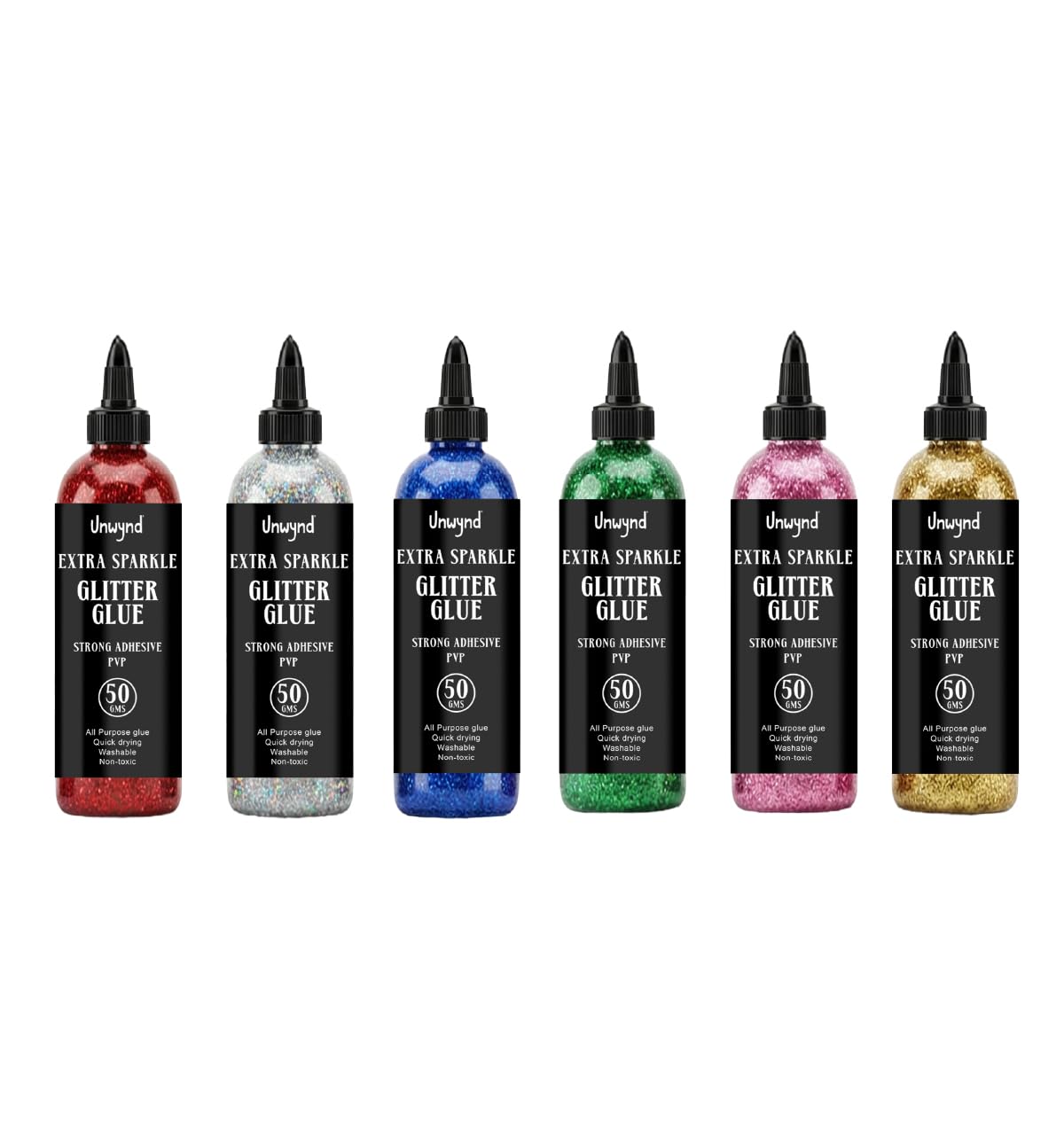 Glitter Glue Set - 6 Colors, Washable Craft Adhesive -1