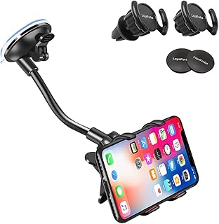 LoyaForba Car Phone Mount, Universal Phone Holder for Car Cell Phone, 360 Degrees Dashboard Desk Wall Bracket for GPS Navigation and Any Smartphone