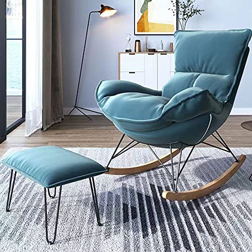Glider Chair,Rocking Recliner Chair,Glider Recliner,Glider Chair For Nursery,Nursery Glider Recliner,Leather&Flannel Rocking Chair Recliner Lazy Sofa Chair (Blue Flannel) #TOP7