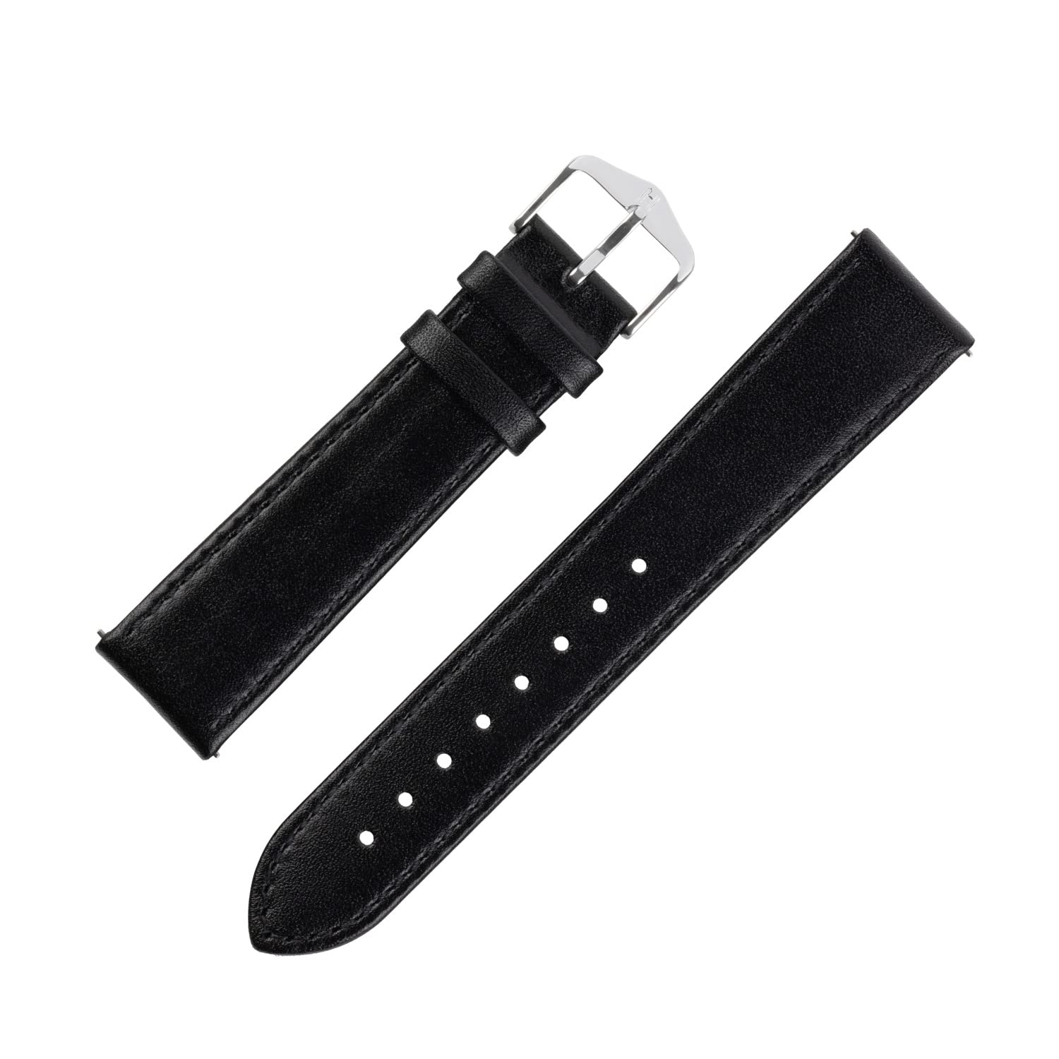 HIRSCH Osiris 12mm Long Black Leather Watch Strap 03475050-1-12