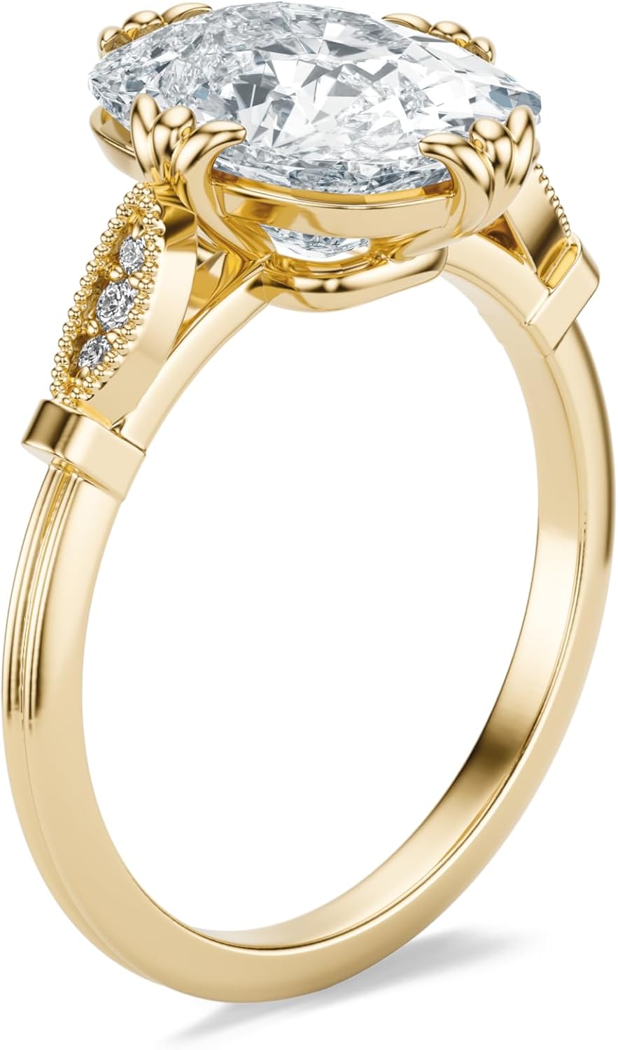 1–5 Ct Elongated Cushion Lab Grown Diamond Ring VVS2 10K 14K 18K Solid Gold & 925 Sterling Silver Engagement Ring Triple Split Halo Wedding Bridal Anniversary Christmas Gift for Women(IGI Certified)