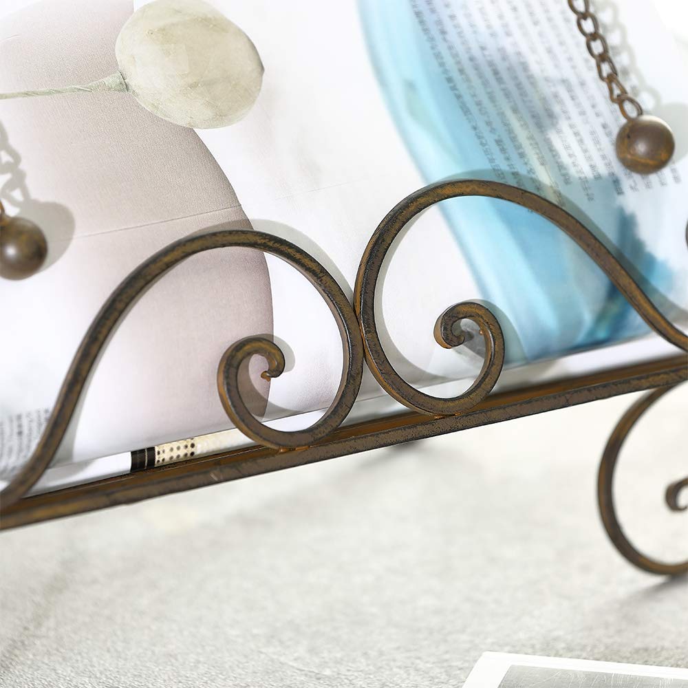 Jemeni Kochbuchhalter Aus Metall - Rezeptständer Mit Fleur De Lis Design, Antikbraun