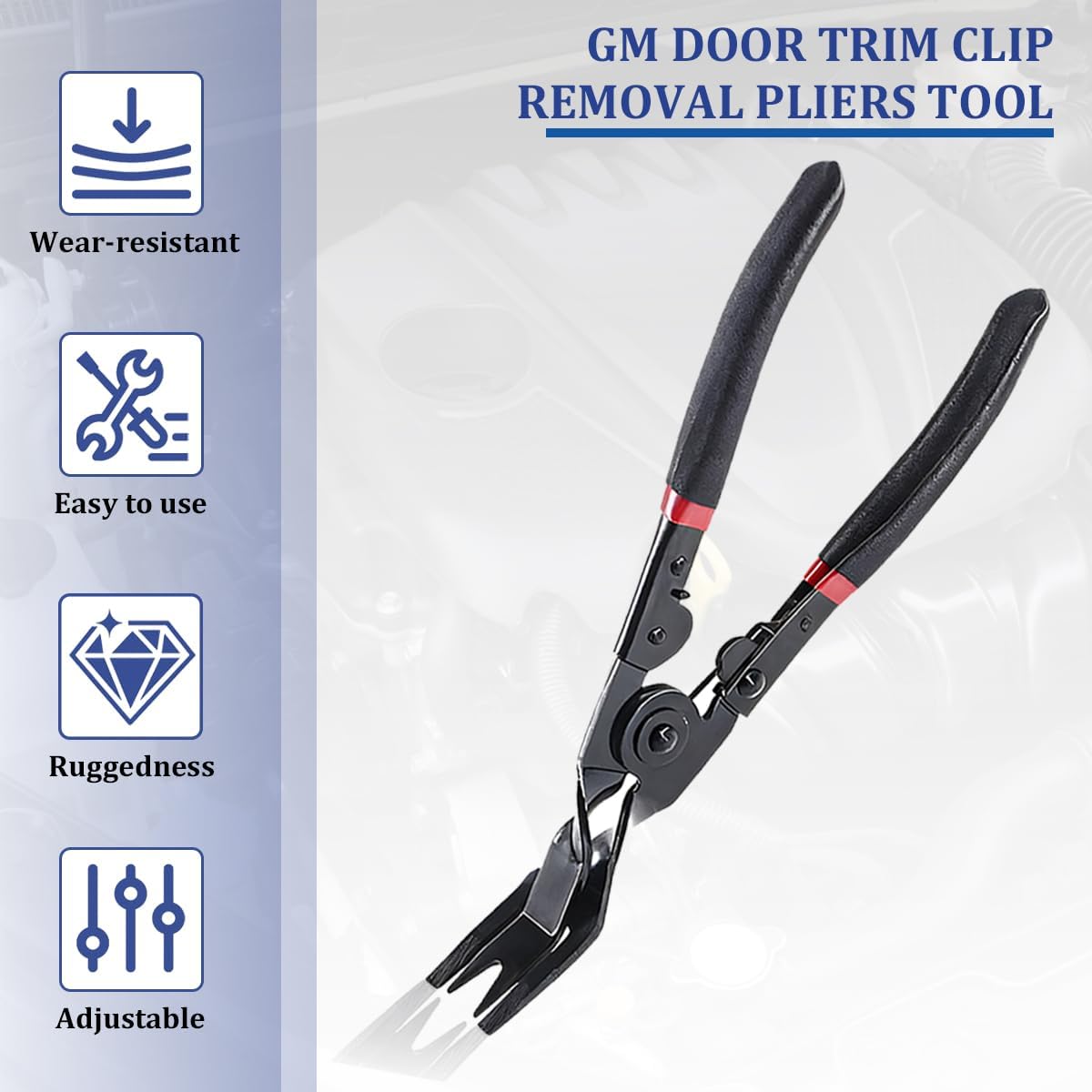 Car Panel Clip Removal Plier, Vehicle Interior Upholstery Trim Clip Remover Tool, Automotive Push Pin Rivet Door Panel Clamp Fastener Removal Plier, Universal for Most Vehicles