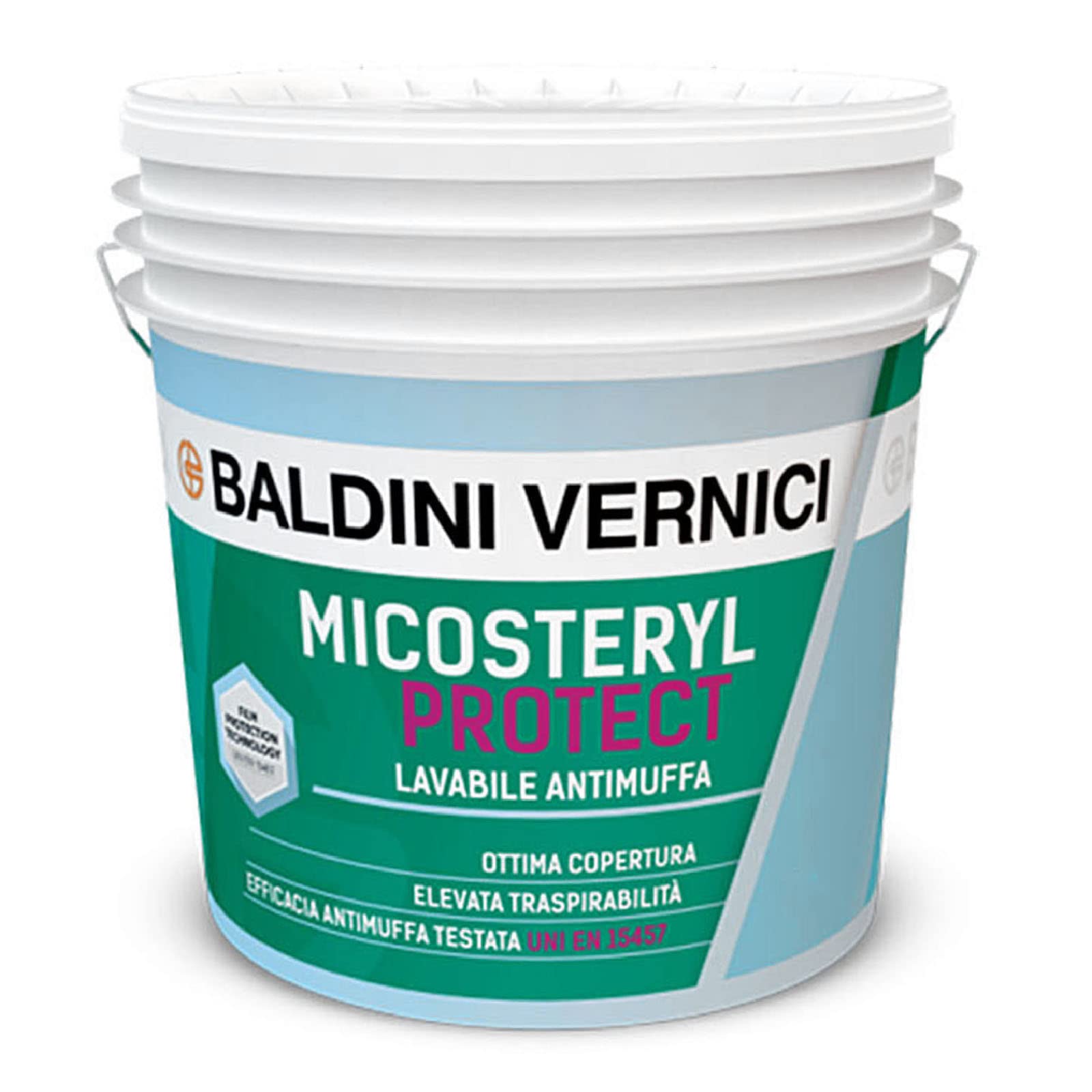 idropittura lavabile traspirante antimuffa monocomponente vinilica opaca alta opacità ottima copertura per pareti e soffitti interni MICOSTERYL PROTECT bianco 12 lt