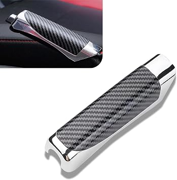 Emergency Brake Parking Handle Cover, 5.1 " x 1.29 " x 0.98 " Carbon Fiber ABS Anti-scratch Wear-resistant Protective Cover, Perfect Fit Self-adhesive Easy-grip Sports Decor, Universal for Cars Black