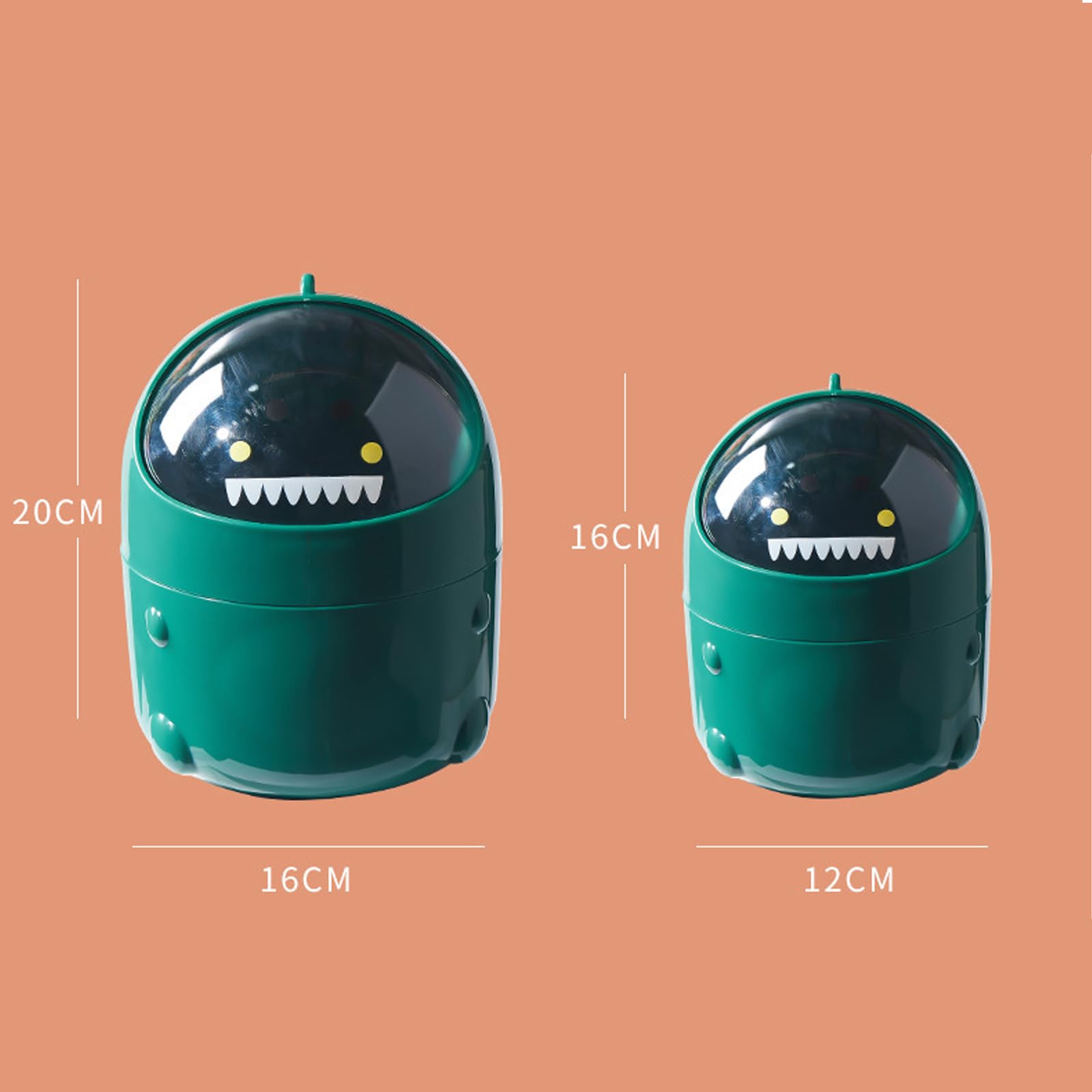 Mini Poubelle De Bureau Dinosaure Avec Couvercle - Déco Kawaii, Rangement Papier, Bureau, Chambre Enfant - 4