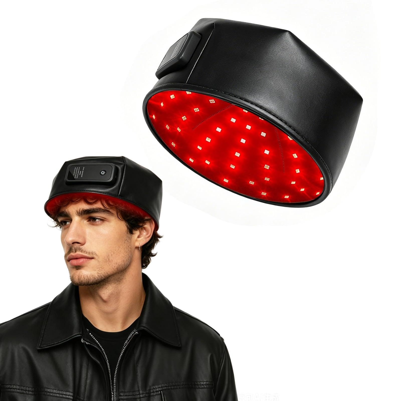 Gorra de Terapia de Luz Roja de Cuero Mejorada, 120 LED 660 nm y 850 nm, Batería 1800 mAh USB-C, Gorra LED para el Cuidado del Cuero Cabelludo y Cabello Fino