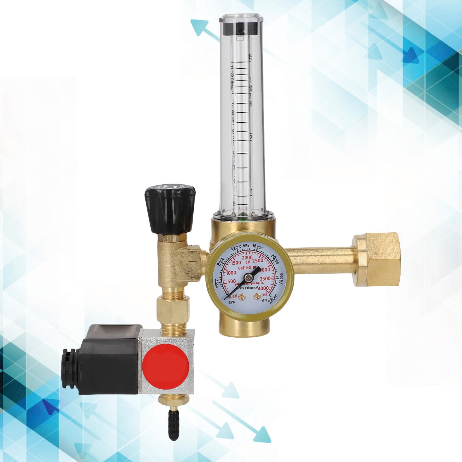 Jeffergarden CO2-Regler mit Magnetventil und Durchflussmesser CGA320 Messing-Einlassgasregler für Indoor-Hydrokultur-Zelte (EU-Stecker 220 V)
