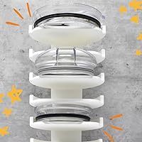 Vista 5 de Organizador de tapas para montaje en pared o gabinete, compatible con Yeti Rambler y vasos, organizador de 5 tapas que se adapta a la mayoría